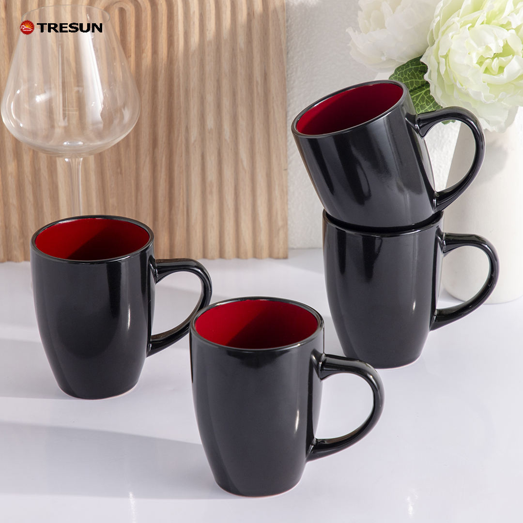 Tresun® 16-Piece Square Red-Black Ceramic Set | Service for 4