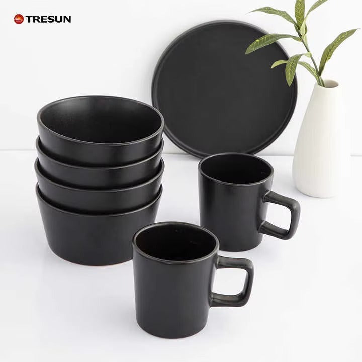Tresun® 16-Piece Matte Black Stoneware Dinnerware Set | Service for 4