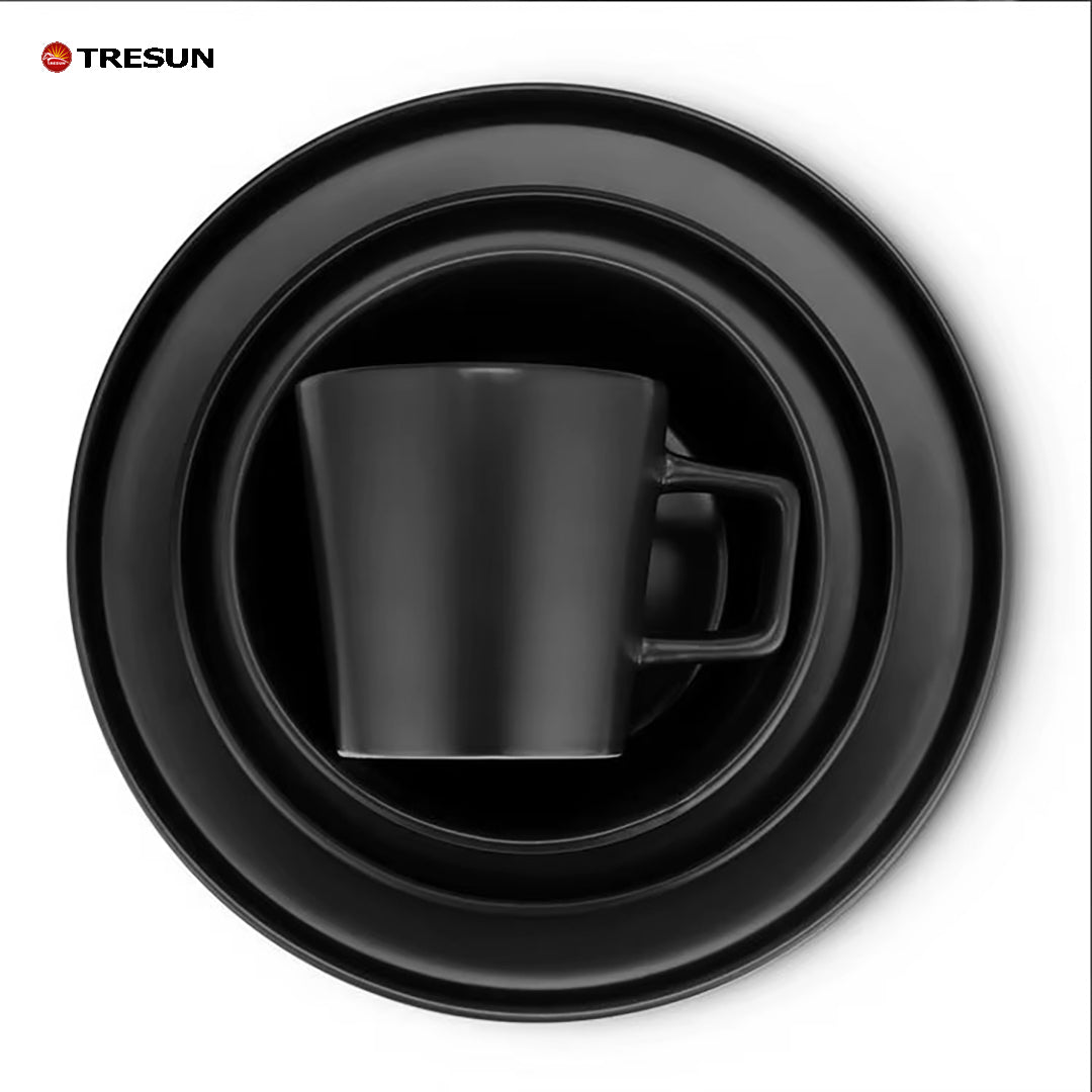Tresun® 16-Piece Matte Black Stoneware Dinnerware Set | Service for 4