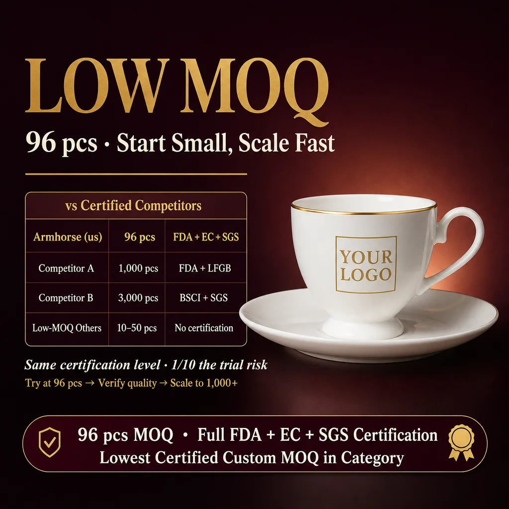 Customized Gold Plated Bone China Coffee Cup and Saucer OEM Logo Printing Personalized Promotional Gift Low MOQ 96