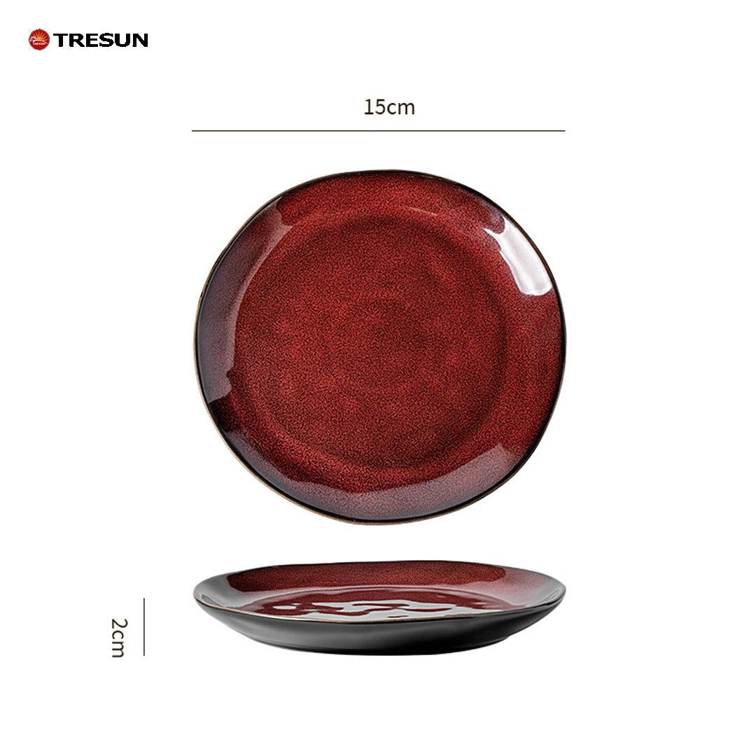 Retro-style Kiln-baked Glazed Ceramic Dinner Plates for Restaurants Steak Pasta Culinary Plates Household Dish Plates