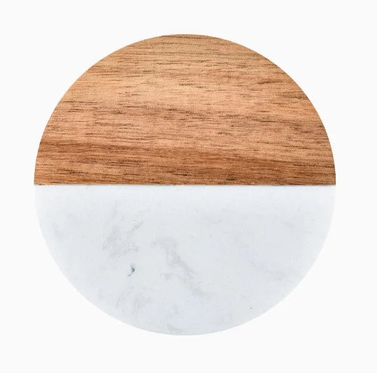 Ocean Wave Resin Acacia Wood Coasters Commercial Round Heat Resistant Cup Mats for Restaurant Hotel Wedding Banquet Wholesale