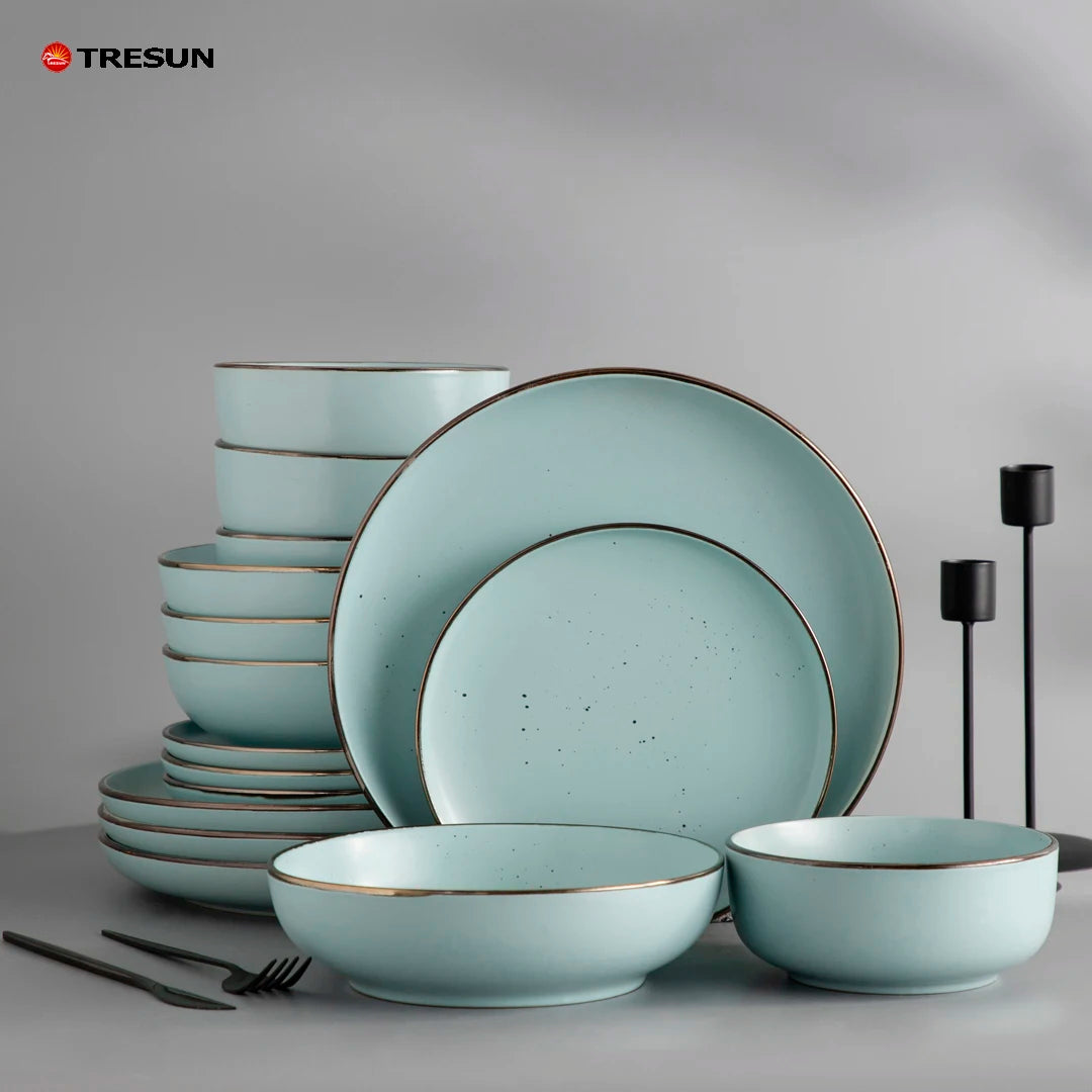 Luxury 16 pcs Ceramic Factory Directly Supply Restaurant Pind Catering Stoneware Ceramic Tableware Dinnerware Set