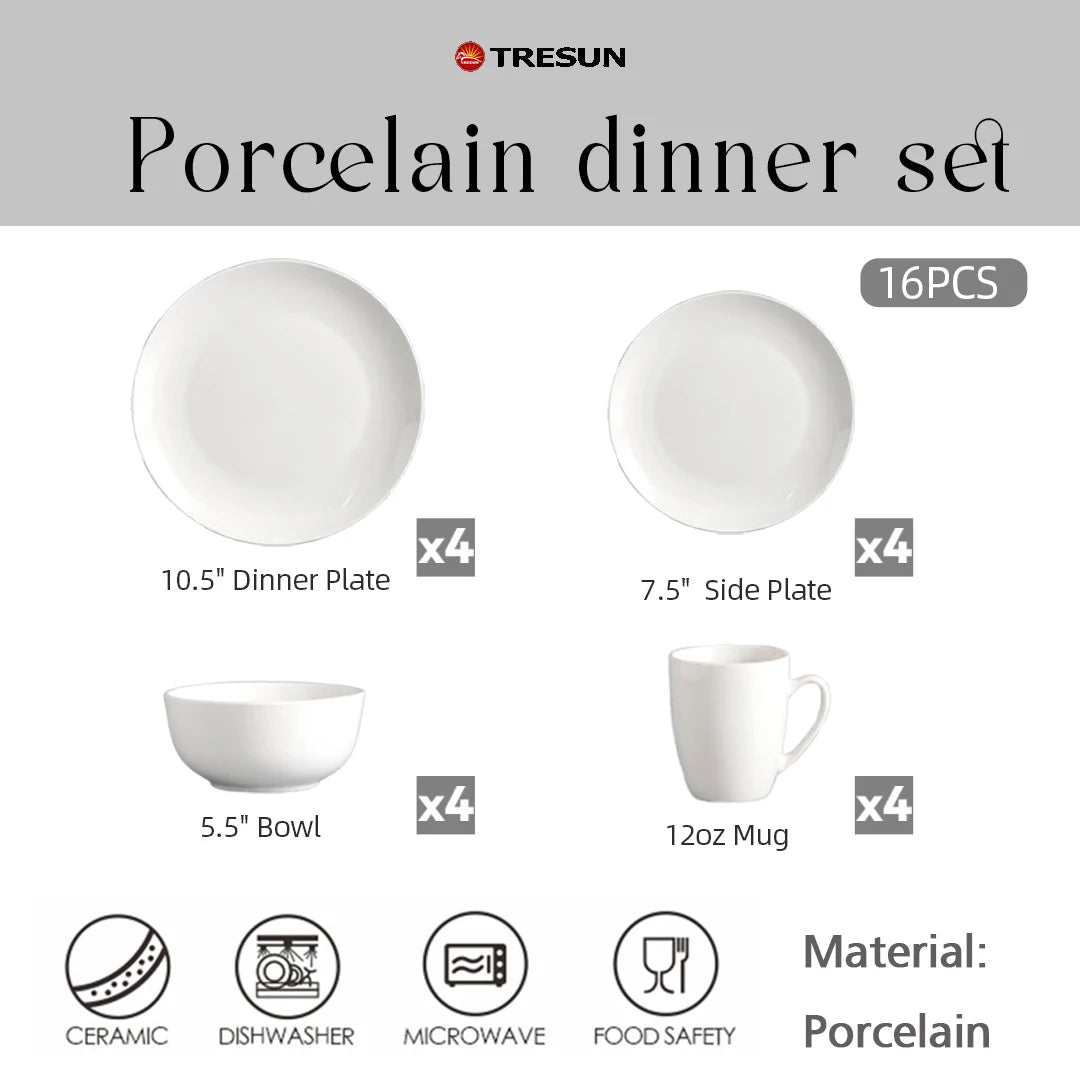 Wholesale Nordic Frosted Style White Porcelain White China Dinnerware Bowl Plate Cup Ceramic Tableware Dinner Set for Kitchen