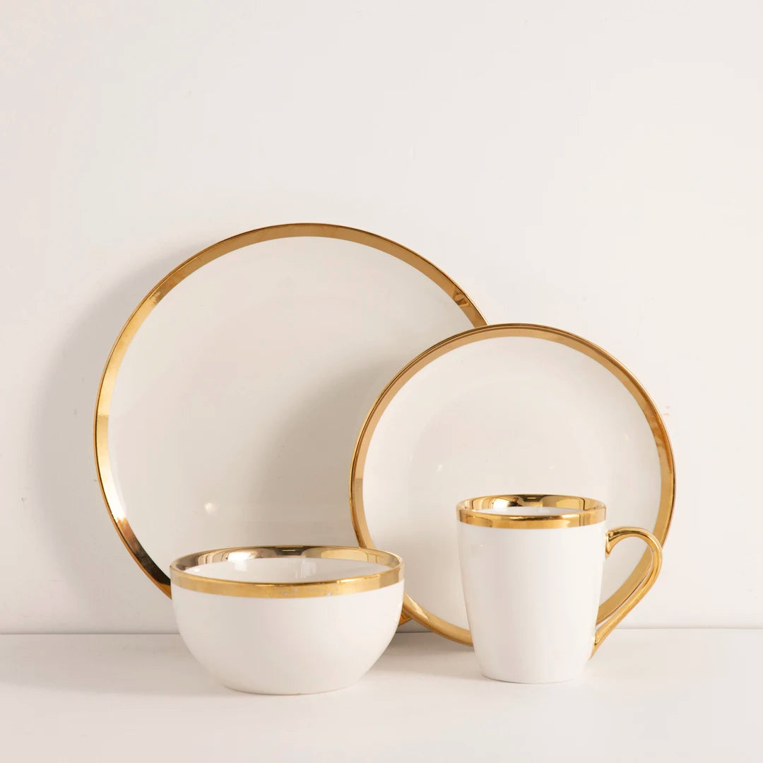 Luxury Middle Eastern Gold Inlay New Bone China Dishwasher/Microwave Safe Dinnerware Set for Weddings & Special Occasions