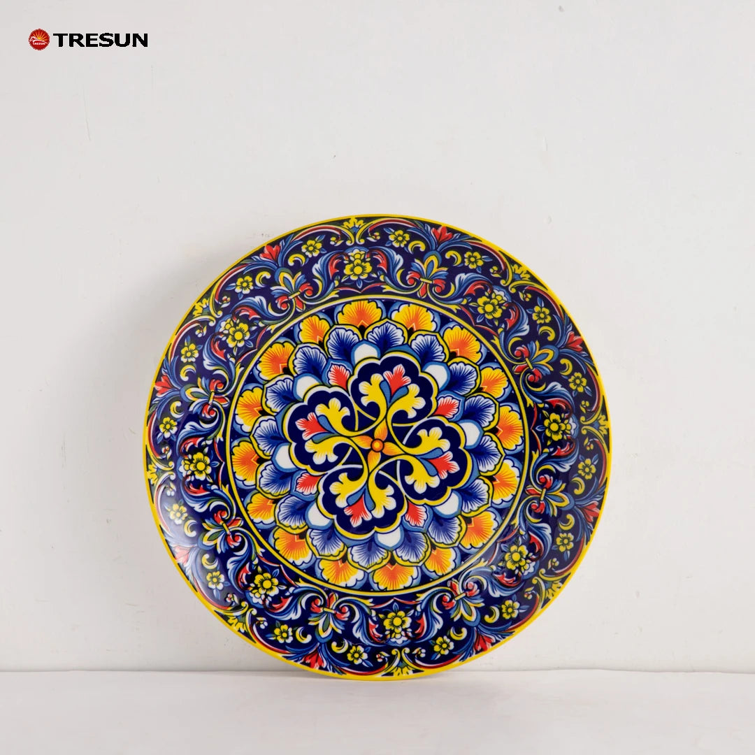 TRESUN Bohemian Ceramic Dinnerware Set Orange Color Porcelain Tableware Set for Restaurant & Home