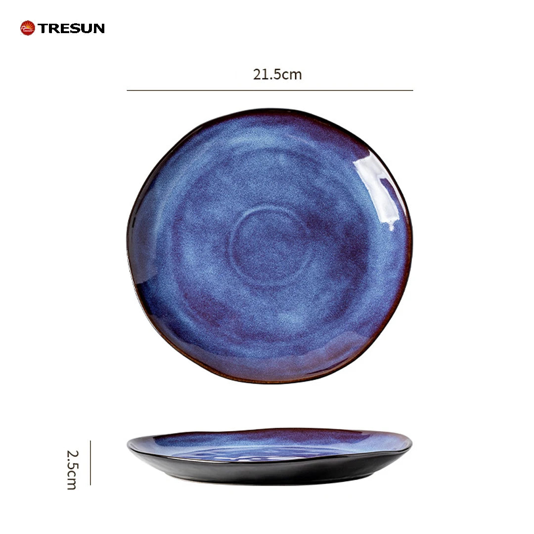 Retro-style Kiln-baked Glazed Ceramic Dinner Plates for Restaurants Steak Pasta Culinary Plates Household Dish Plates