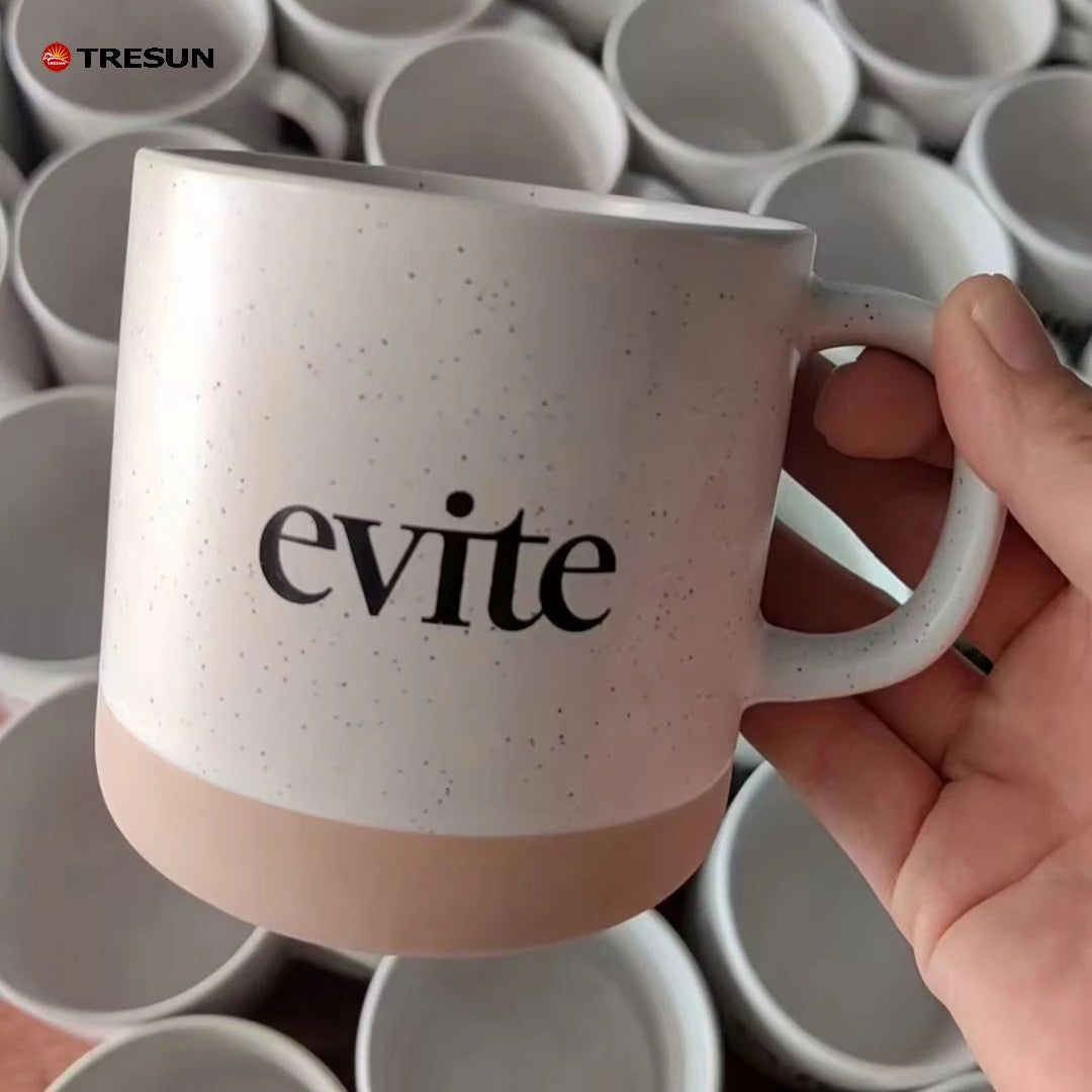 Creative Design Personalized TRESUN Wedding Ceramic Cup Custom Logo Dishwasher Safe Classic Coffee Mug Natural Unglazed Base