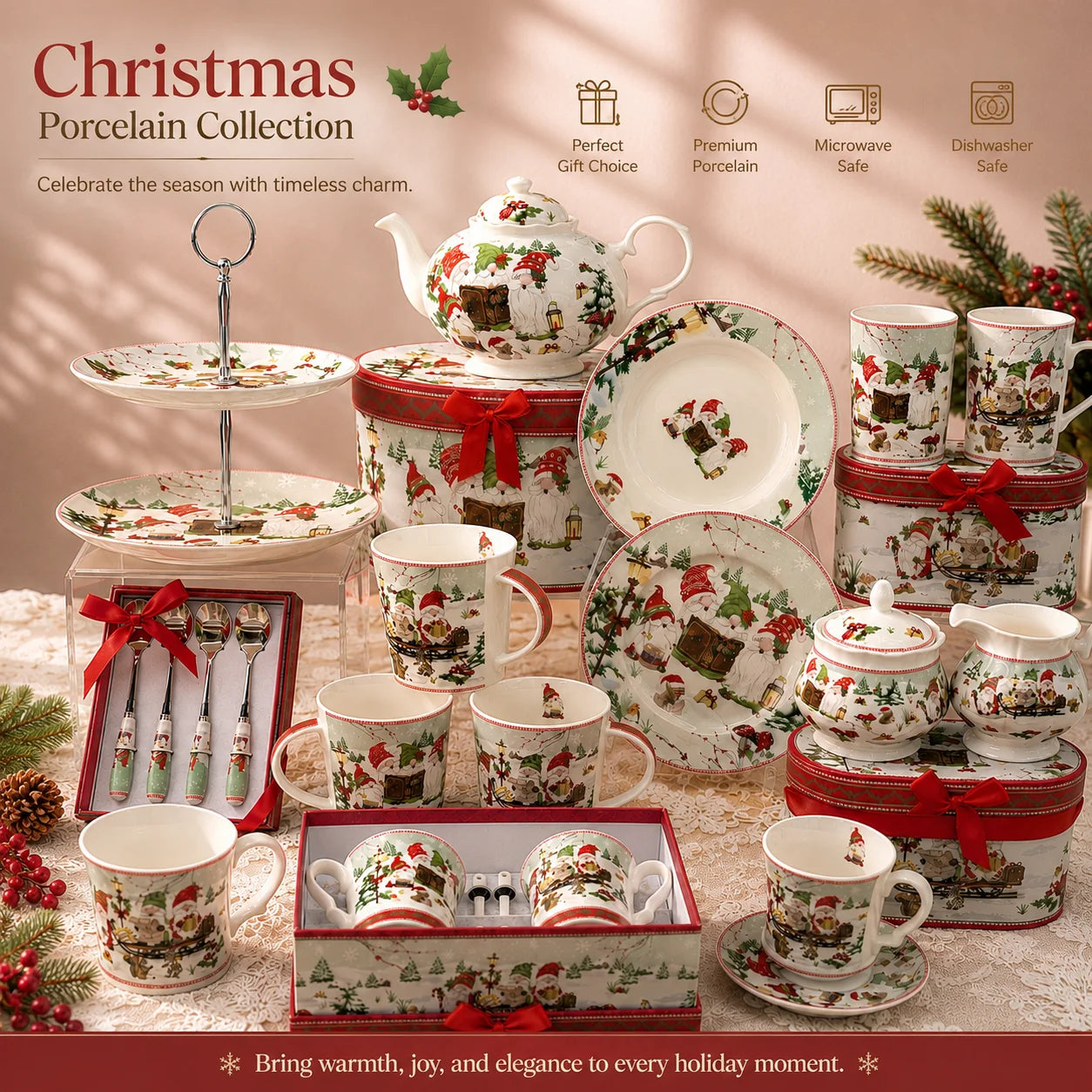 Creative Coffee Ceramic Cups with Handle Christmas Ceramic Cup Mug Set Cartoon Christmas Elf Design Porcelain Mug