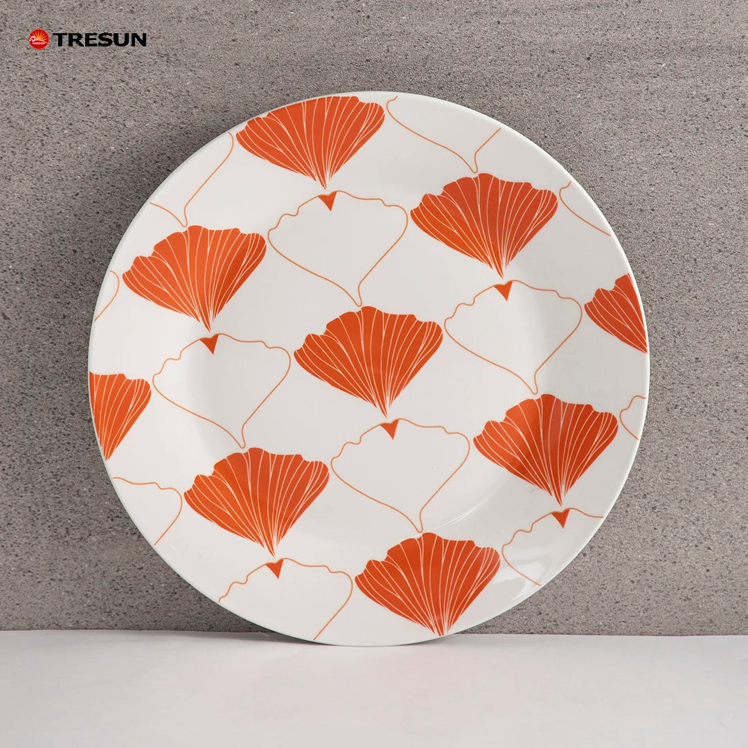 12 Pcs 16 Pcs Ceramic Plates Set Bowl Mug Full Collection Breakfast Ginkgo Leaf Design Porcelain Decal Dinner Dinnerware Set