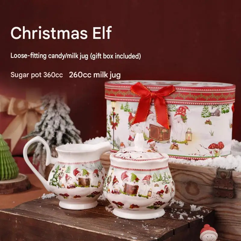 This Christmas Elf Bone China Mug Set Is Perfect for Holiday Use Dishwasher/microwave Safe Leak-proof Making Wonderful Gift.