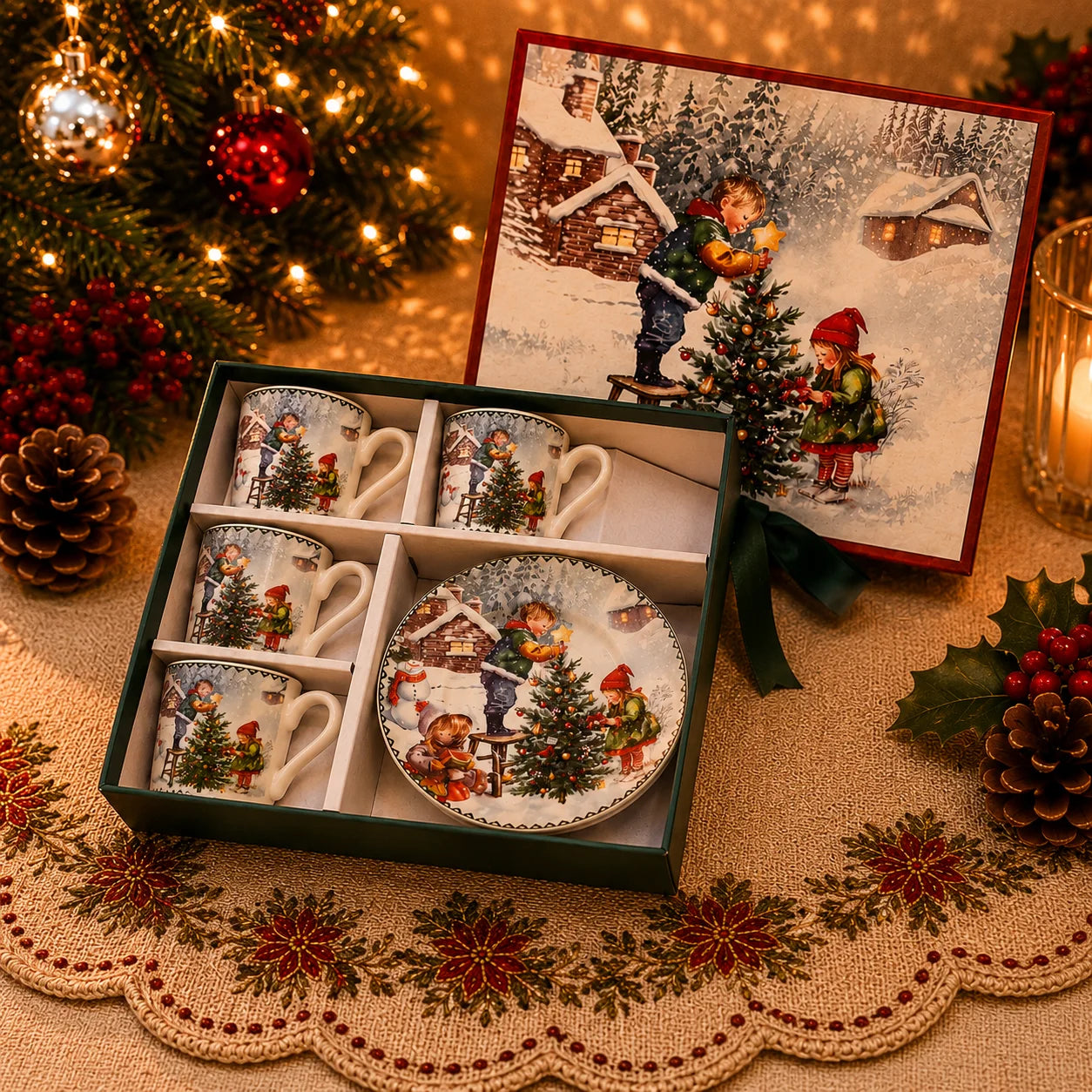 Factory Direct Ceramic Mug Snow Scene Painted Porcelain Ceramic Cup Christmas Birthday Gifts for Housewarming Food