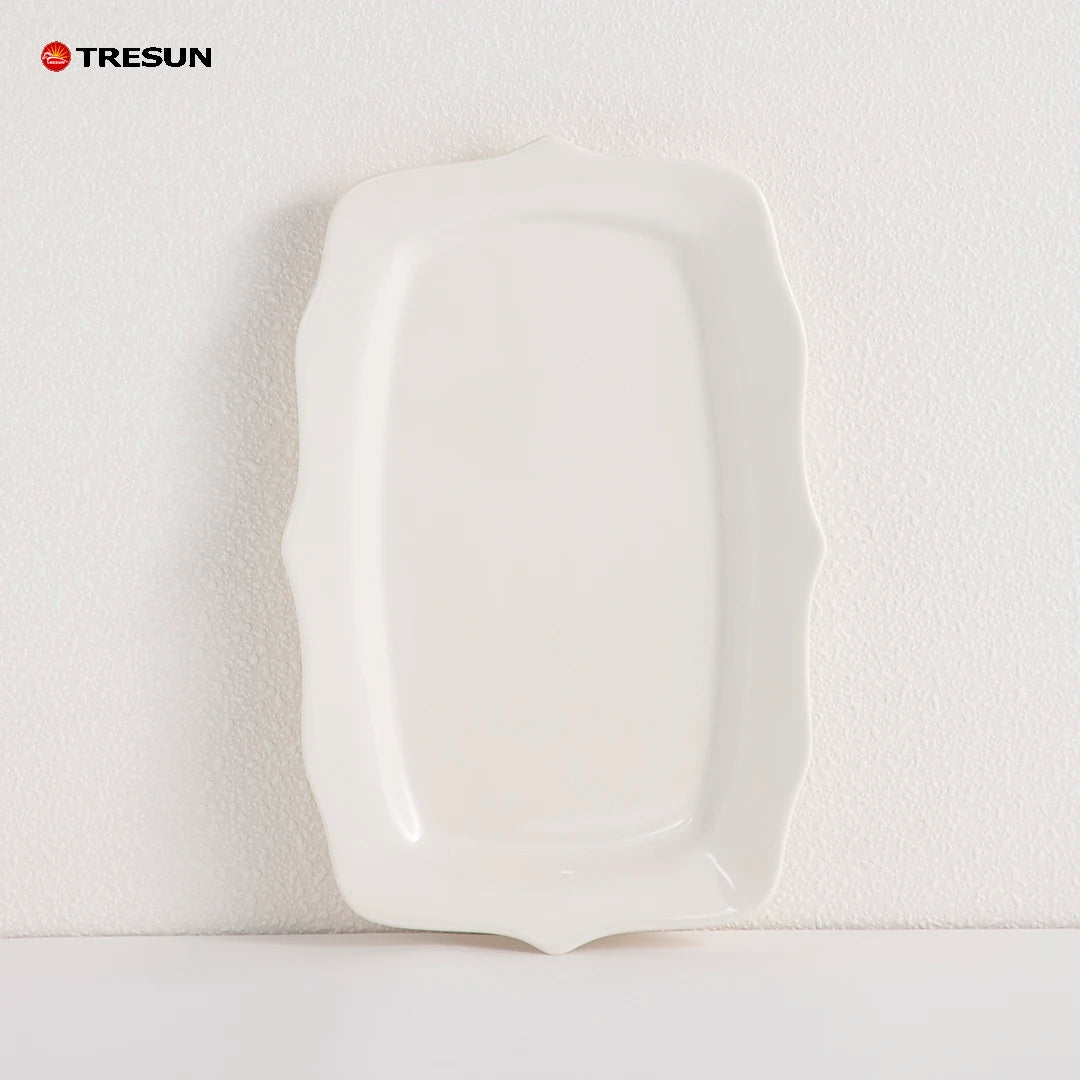 Customized Wholesale Irregular Shape Bone Porcelain Tableware Plain White Luxury Dining Plate Hospitality Plates with Bowl
