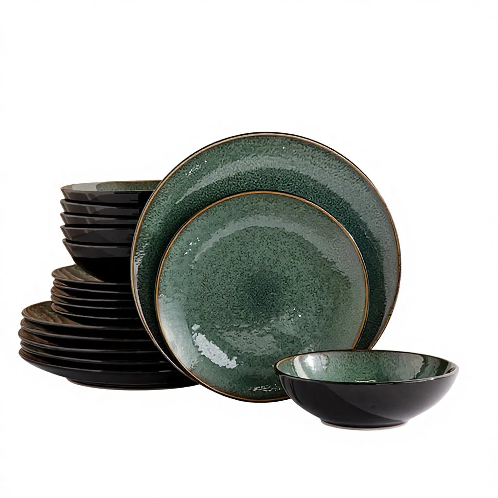 Luxury 16-Piece Eco Friendly Modern Luxury Stoneware Blue Ceramic Dinnerware Set for Hotel Wedding Catering Factory Direct