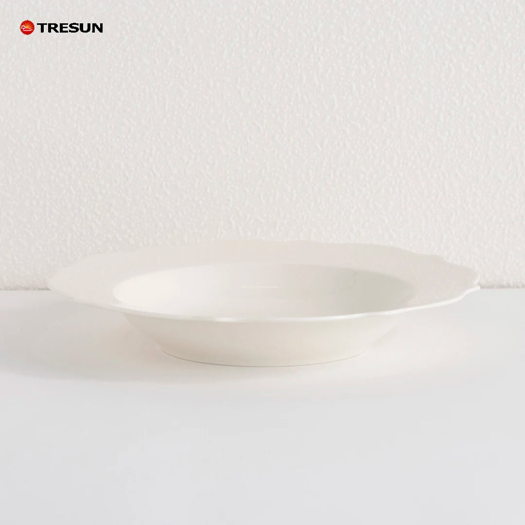 Customized Wholesale Irregular Shape Bone Porcelain Tableware Plain White Luxury Dining Plate Hospitality Plates with Bowl