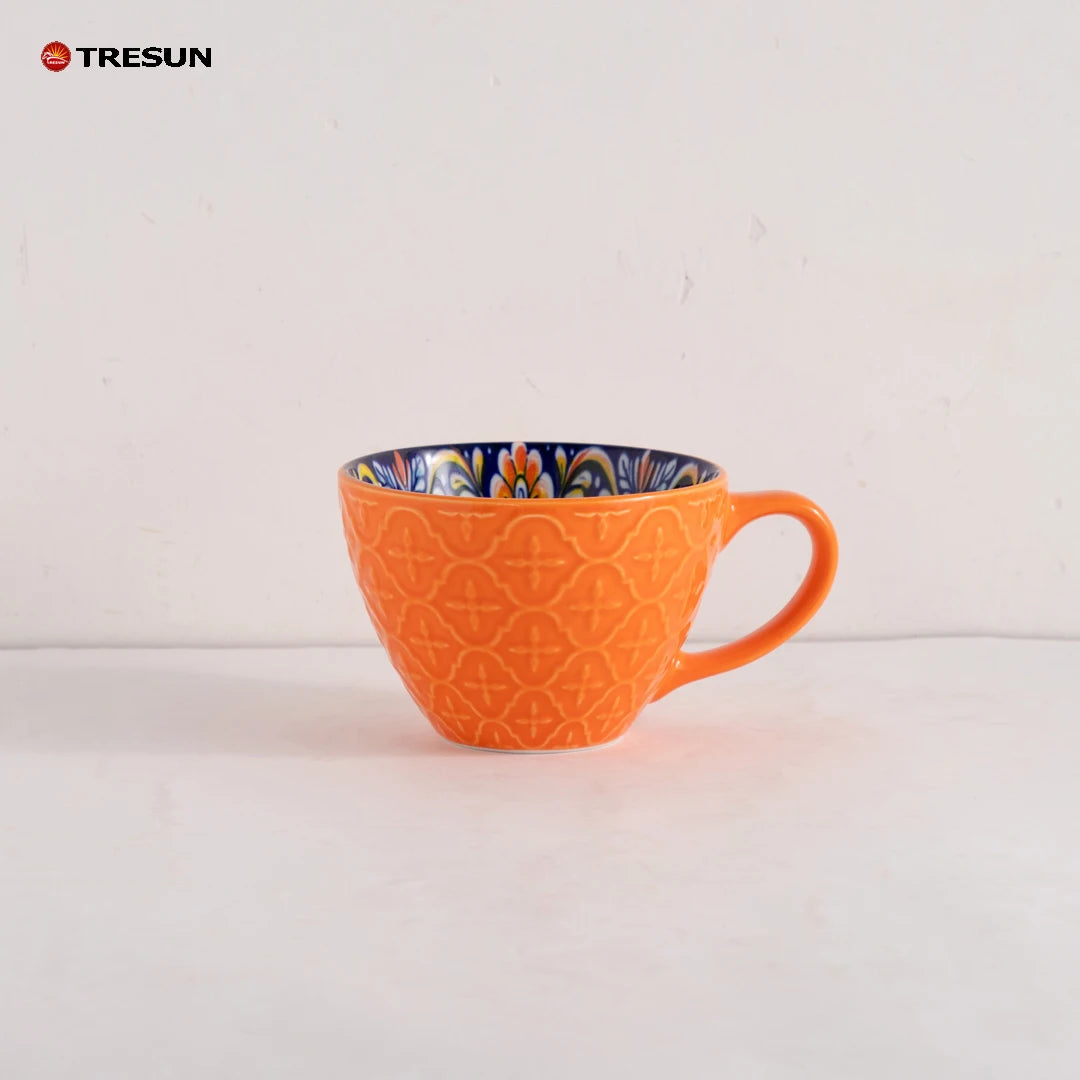TRESUN Bohemian Ceramic Dinnerware Set Orange Color Porcelain Tableware Set for Restaurant & Home