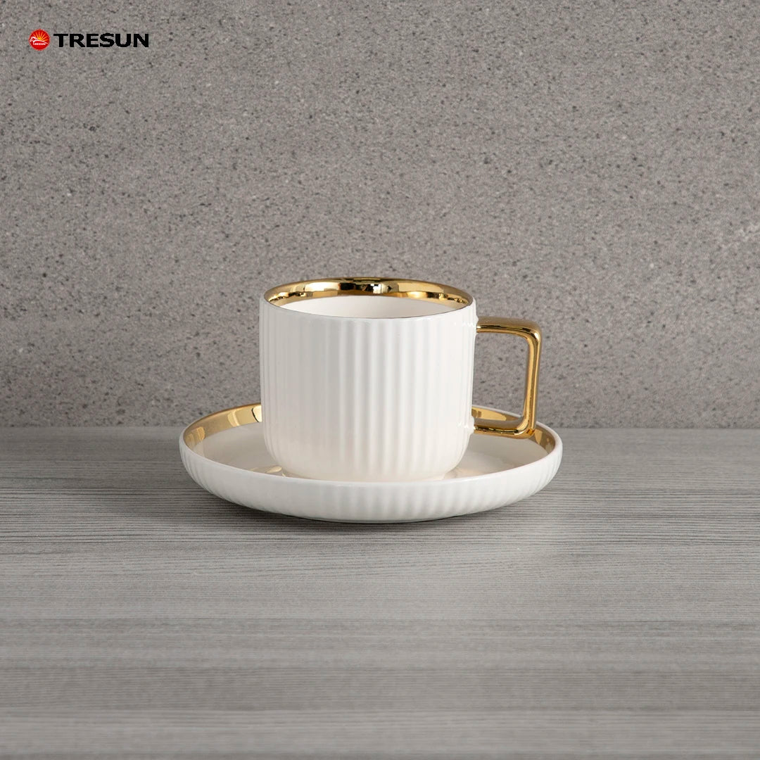 Modern Gold Inlay Design High-End Ceramic Porcelain Dinnerware Set with Dishwasher Safe Utensils Kit for Elegant Home Dinners