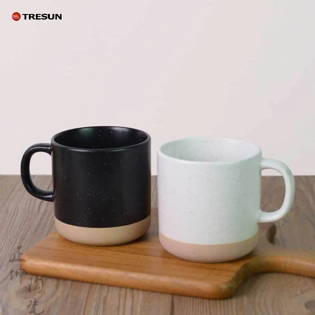 Wholesale Custom Print Logo Speckled Ceramic Mug Two-Tone Coffee Cup with Gift Box Promotional Gift for Business Office Home