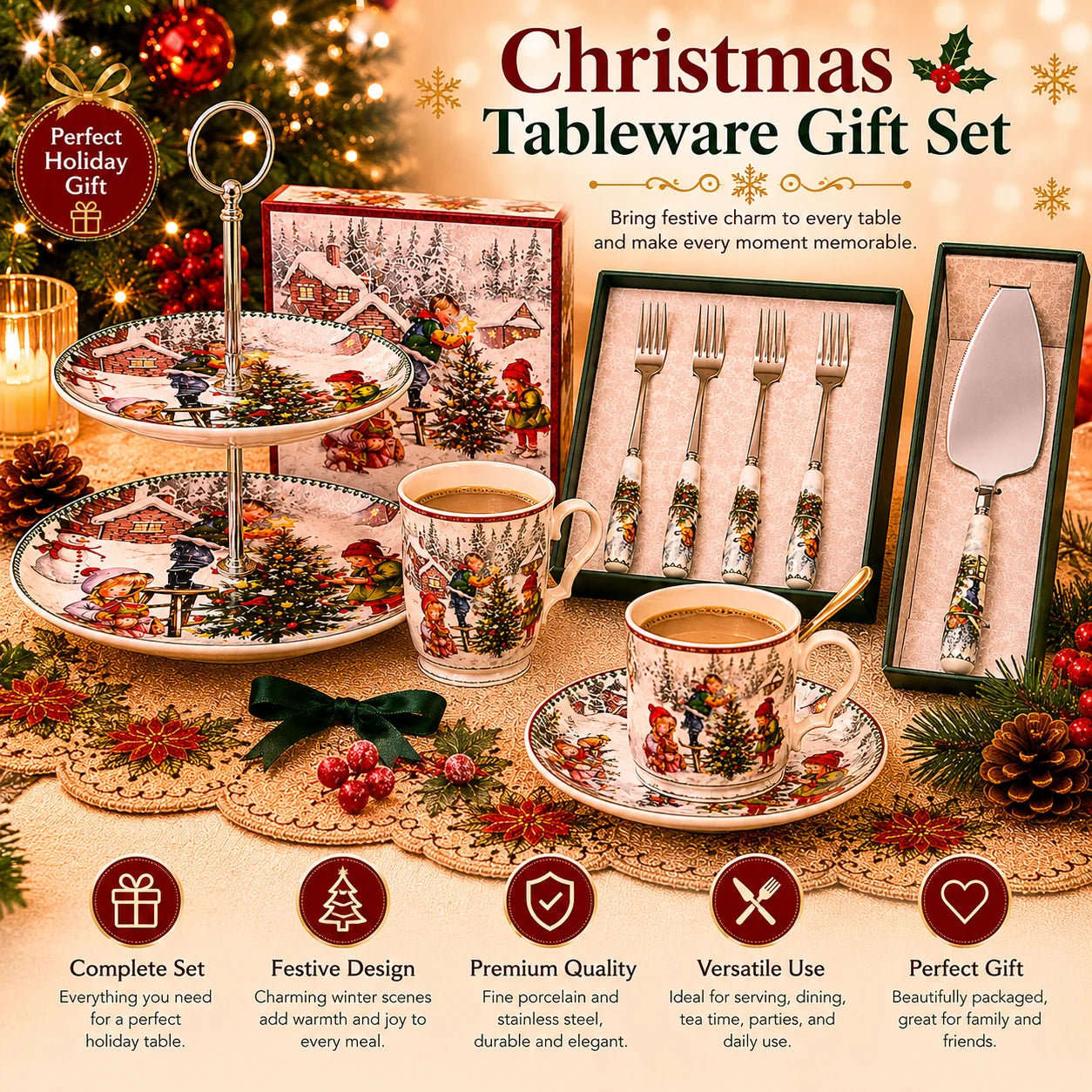 Factory Direct Ceramic Mug Snow Scene Painted Porcelain Ceramic Cup Christmas Birthday Gifts for Housewarming Food