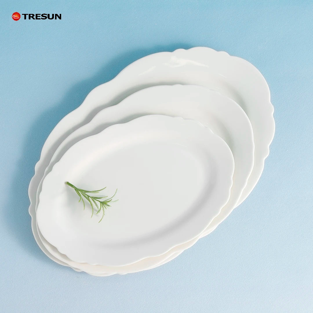 wholesale custom logo design fine porcelain new bone china irregular shape hotel restaurant wedding plates & dishes
