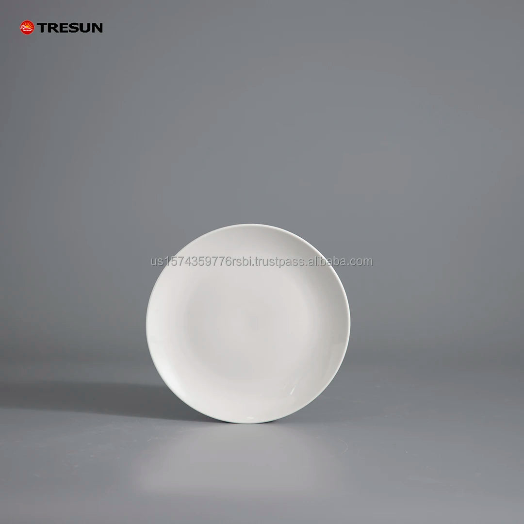 White Porcelain Round Dinnerware Sets High Quality Restaurant Hotel Ceramic Dishwasher Safe Sustainable Classic Luxury Pattern