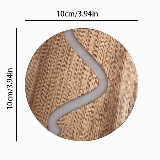 Ocean Wave Resin Acacia Wood Coasters Commercial Round Heat Resistant Cup Mats for Restaurant Hotel Wedding Banquet Wholesale