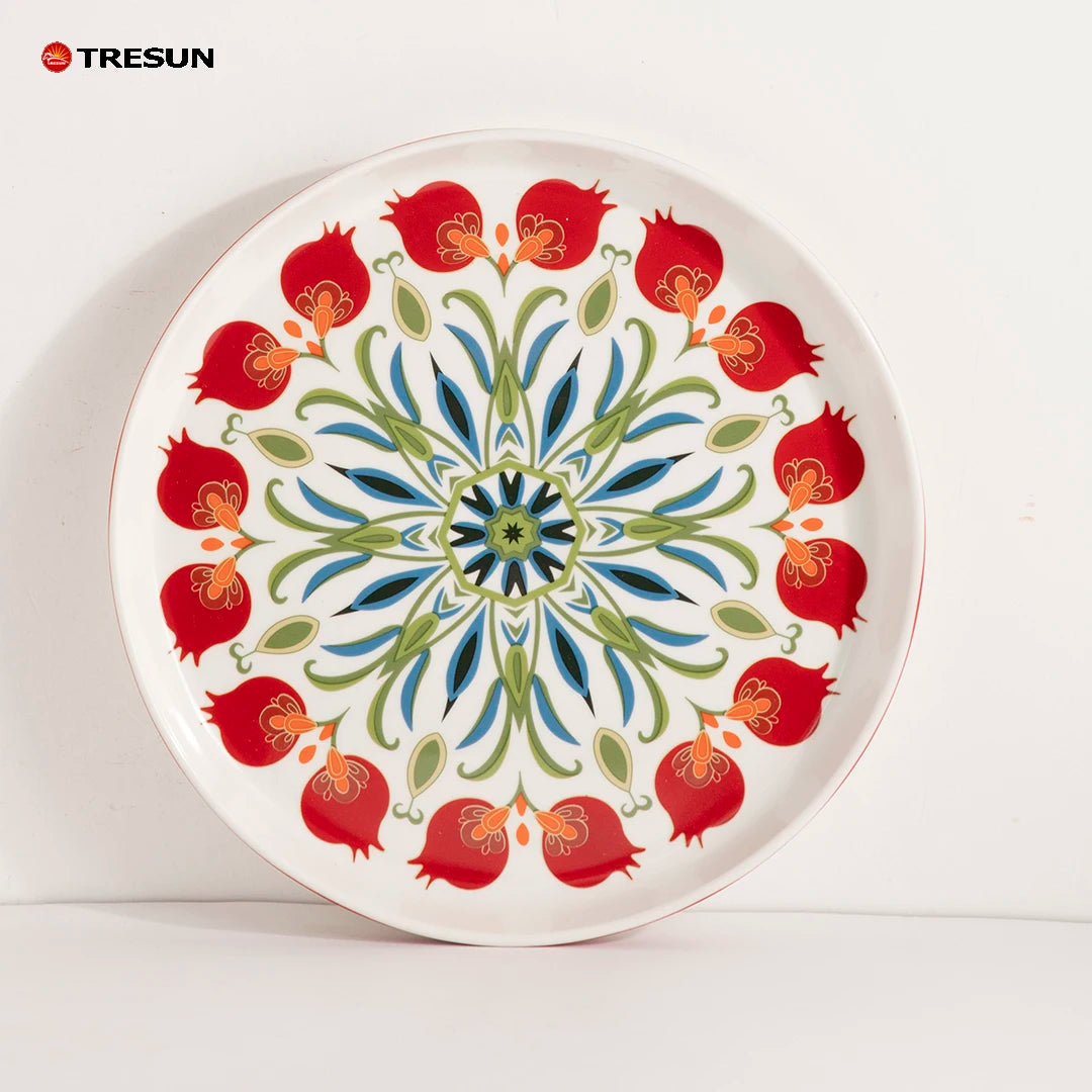 Nordic Western Chinese Style Floral Decal Porcelain Colorful Flowers Elegant Dinnerware Sets Cup Kit Microwave & Dishwasher Safe