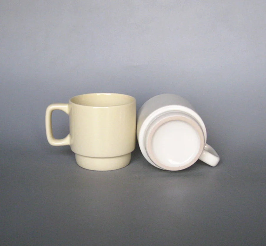 Cream Beige Stackable Ceramic Mug, Minimalist Straight Body Coffee Tea Cup, Custom Logo, Bulk Wholesale for Supermarket Holiday