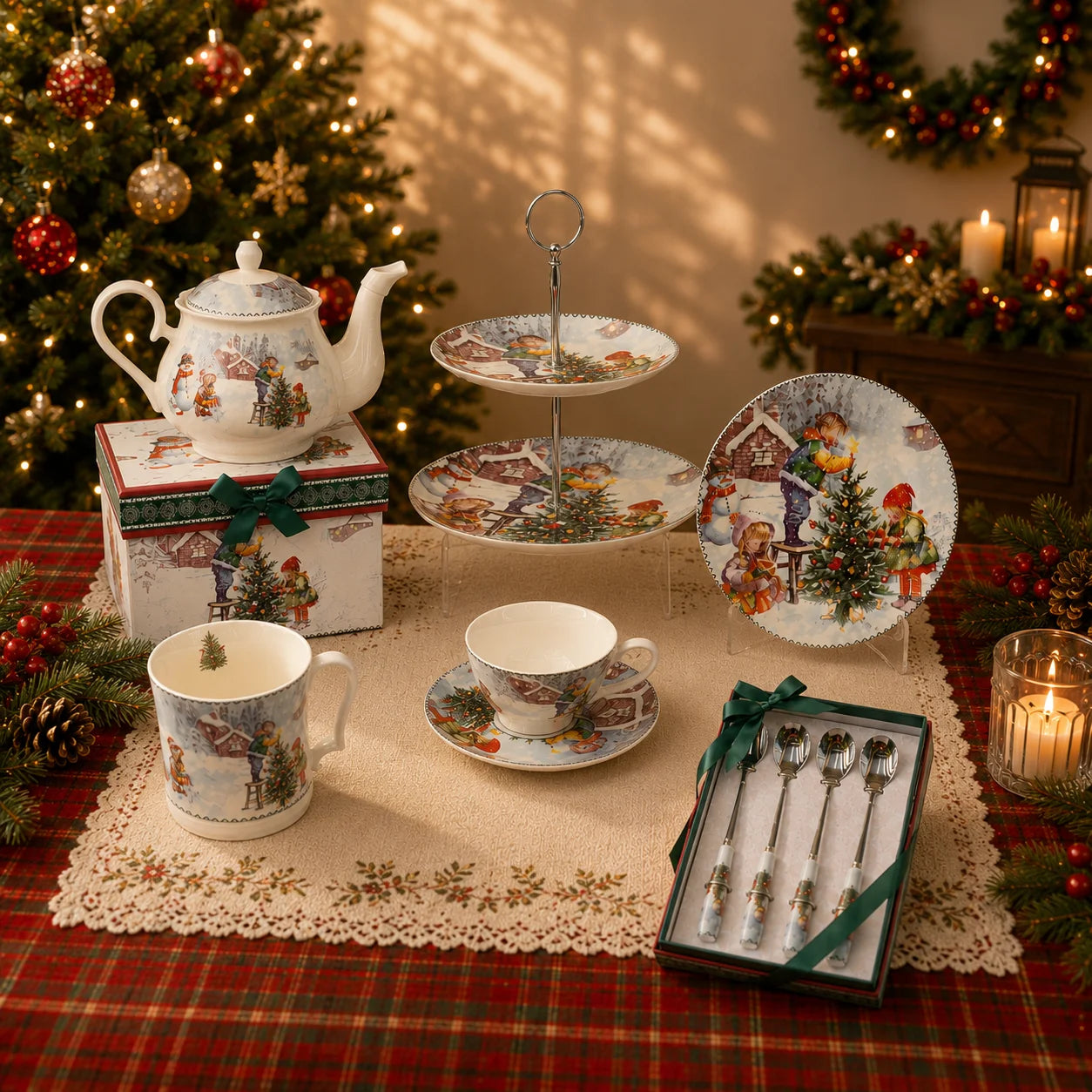 Factory Direct Ceramic Mug Snow Scene Painted Porcelain Ceramic Cup Christmas Birthday Gifts for Housewarming Food
