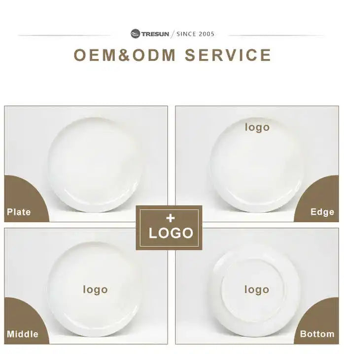 Factory Price Custom Logo Ceramic Plate Wholesale White Porcelain Dinner Plate OEM ODM Restaurant Hotel Tableware Bulk Orders
