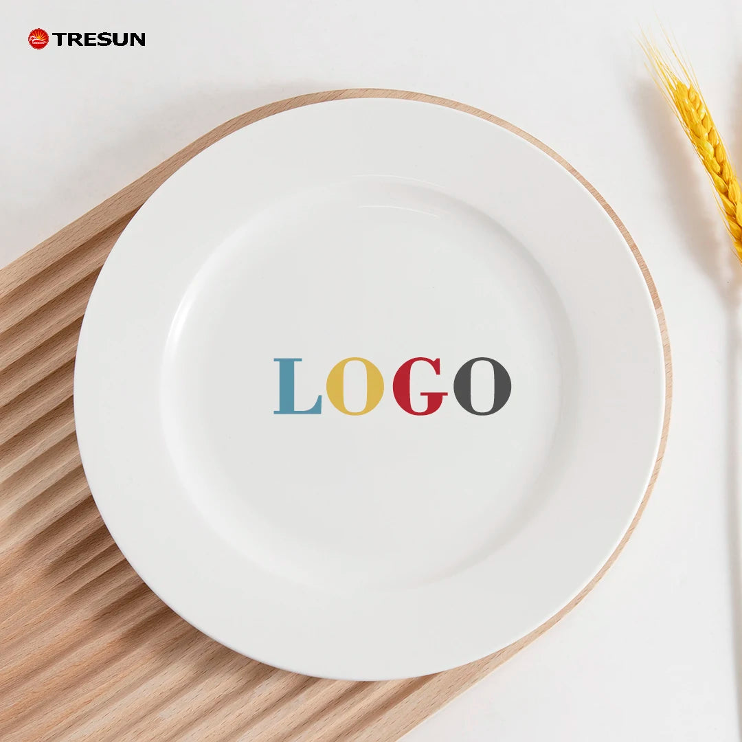 Factory Price Custom Logo Ceramic Plate Wholesale White Porcelain Dinner Plate OEM ODM Restaurant Hotel Tableware Bulk Orders