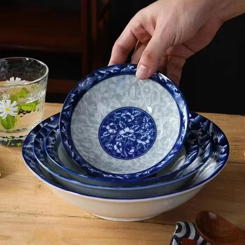 7 Inch Porcelain Enameled Classic Eco-Friendly Disposable Bucket Bowl for Home Restaurant Business Gift Use for Noodles Soup