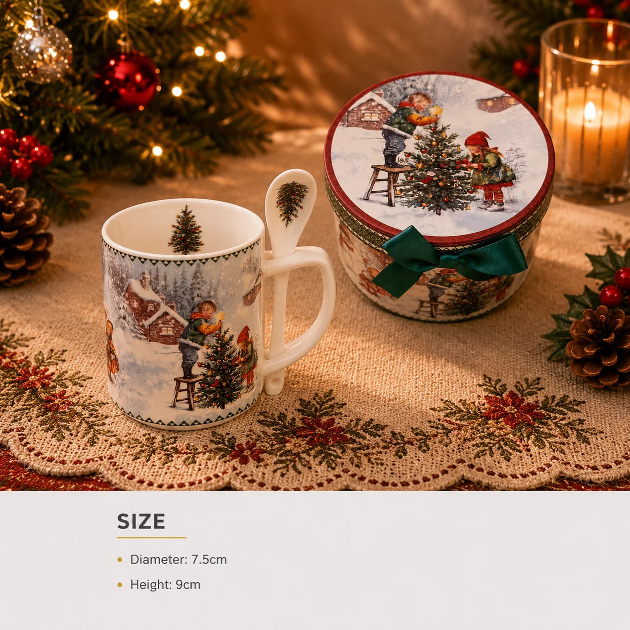 Factory Direct Ceramic Mug Snow Scene Painted Porcelain Ceramic Cup Christmas Birthday Gifts for Housewarming Food