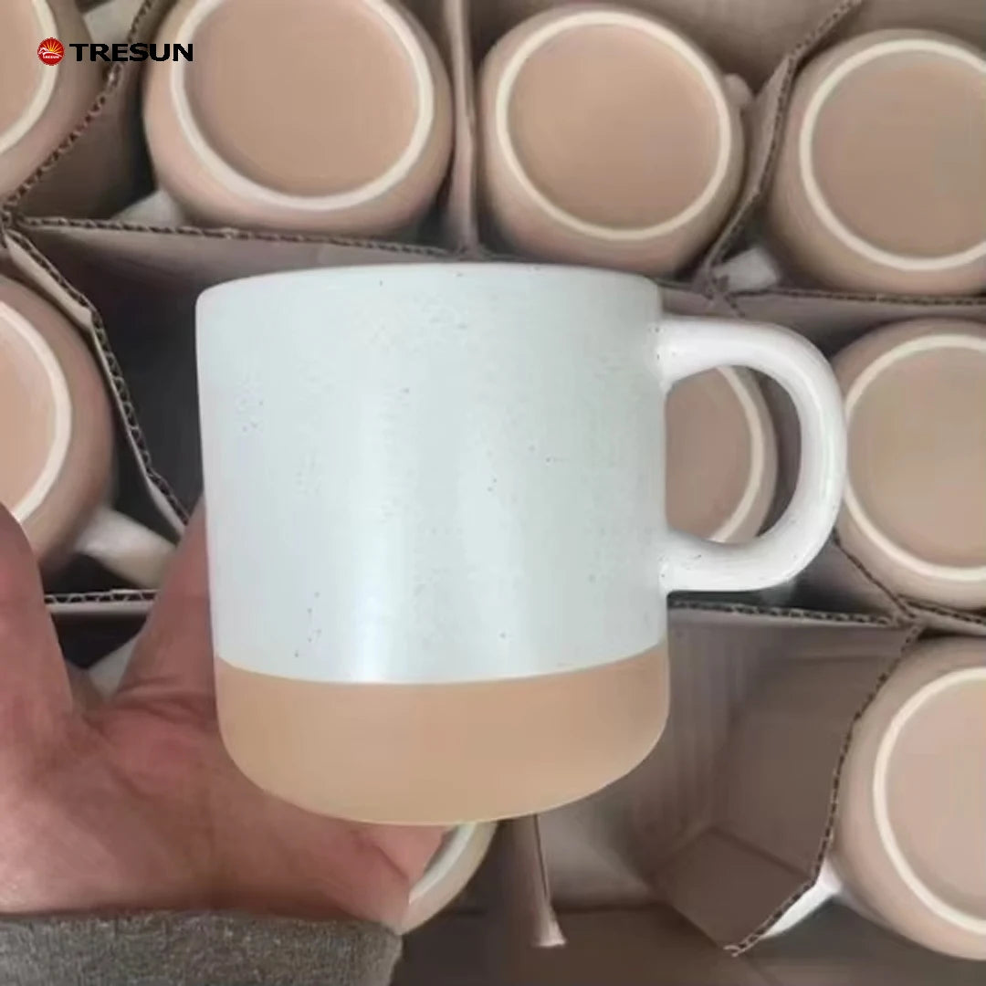 Creative Design Personalized TRESUN Wedding Ceramic Cup Custom Logo Dishwasher Safe Classic Coffee Mug Natural Unglazed Base