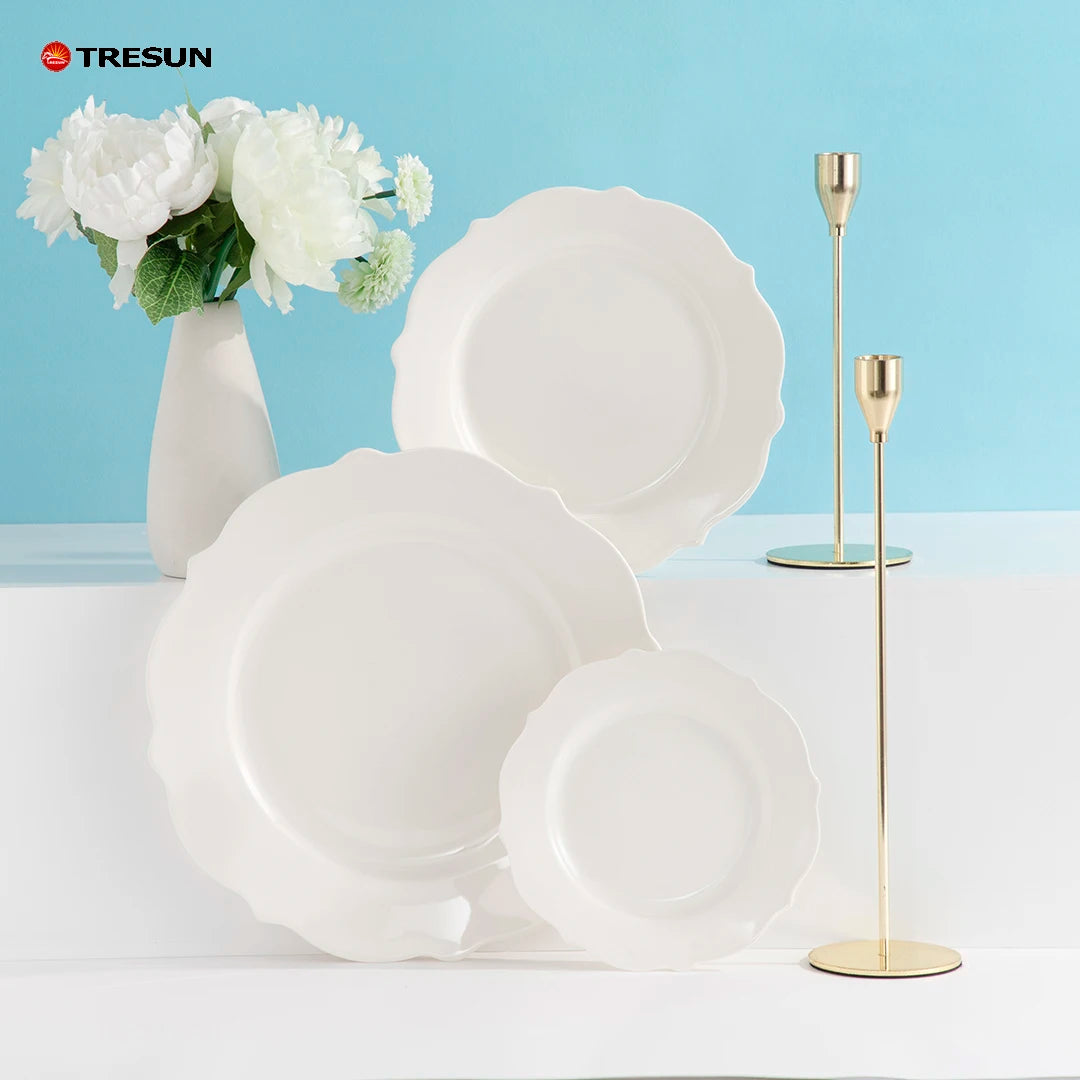 Customized Wholesale Irregular Shape Bone Porcelain Tableware Plain White Luxury Dining Plate Hospitality Plates with Bowl