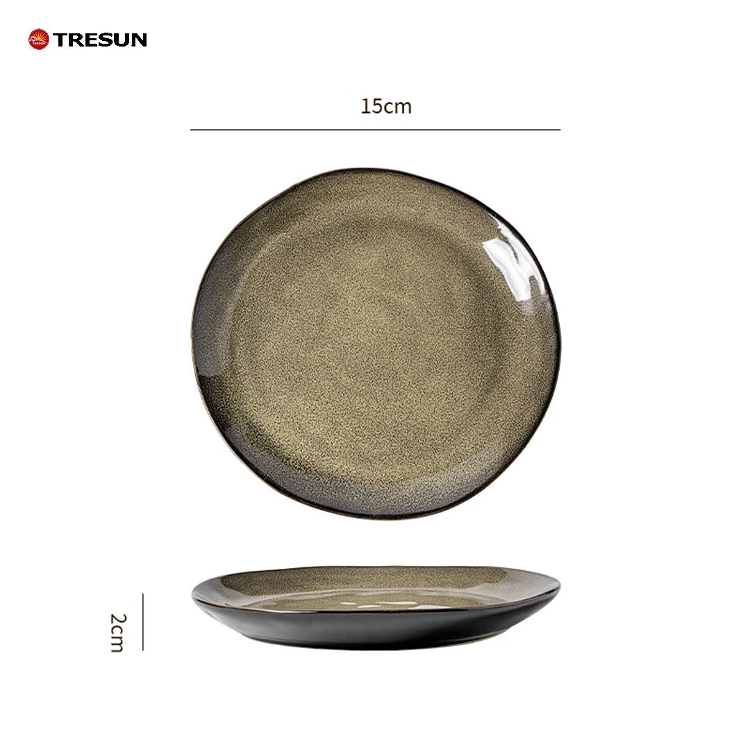 Retro-style Kiln-baked Glazed Ceramic Dinner Plates for Restaurants Steak Pasta Culinary Plates Household Dish Plates