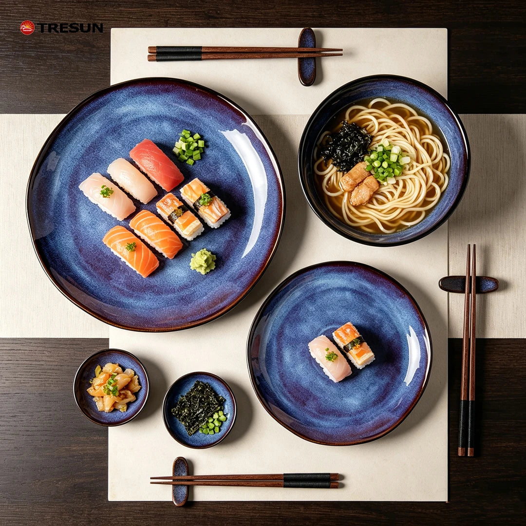 Retro-style Kiln-baked Glazed Ceramic Dinner Plates for Restaurants Steak Pasta Culinary Plates Household Dish Plates
