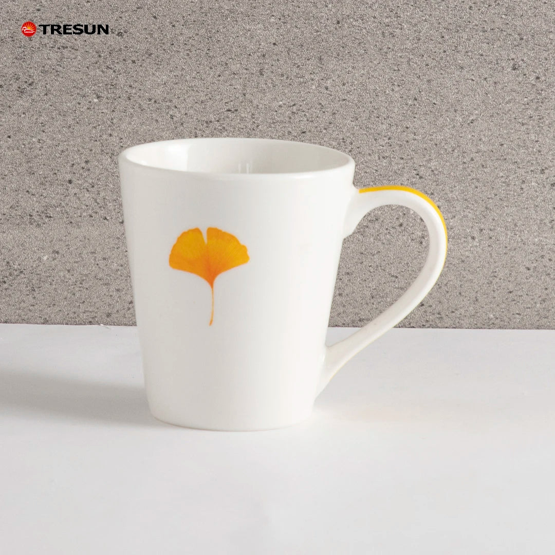 12 Pcs 16 Pcs Ceramic Plates Set Bowl Mug Full Collection Breakfast Ginkgo Leaf Design Porcelain Decal Dinner Dinnerware Set