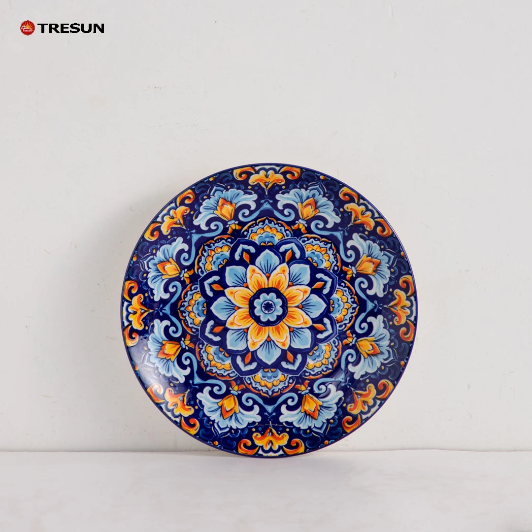 TRESUN Bohemian Ceramic Dinnerware Set Orange Color Porcelain Tableware Set for Restaurant & Home