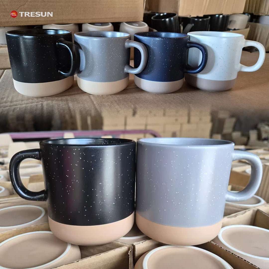 Stock Star Point Glaze Ceramic Mug Eco-Friendly Modern Design with Frosted Makeup Earth Bottom for Cafe Use Serving Coffee