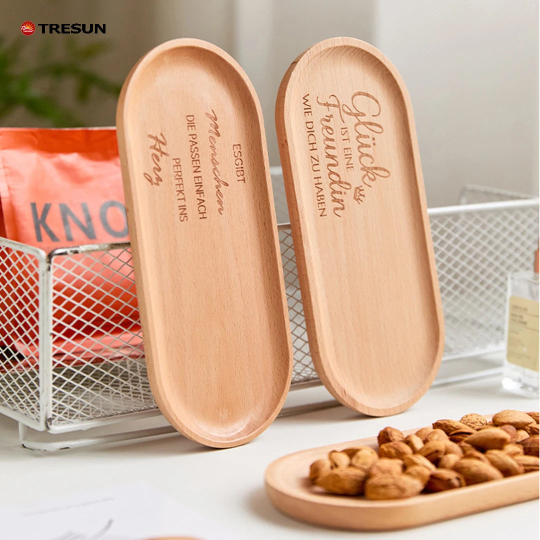 Wholesale Custom Small Beech Wooden Tray for Tea Coffee Food Storage Personalized Handmade Serving Plate