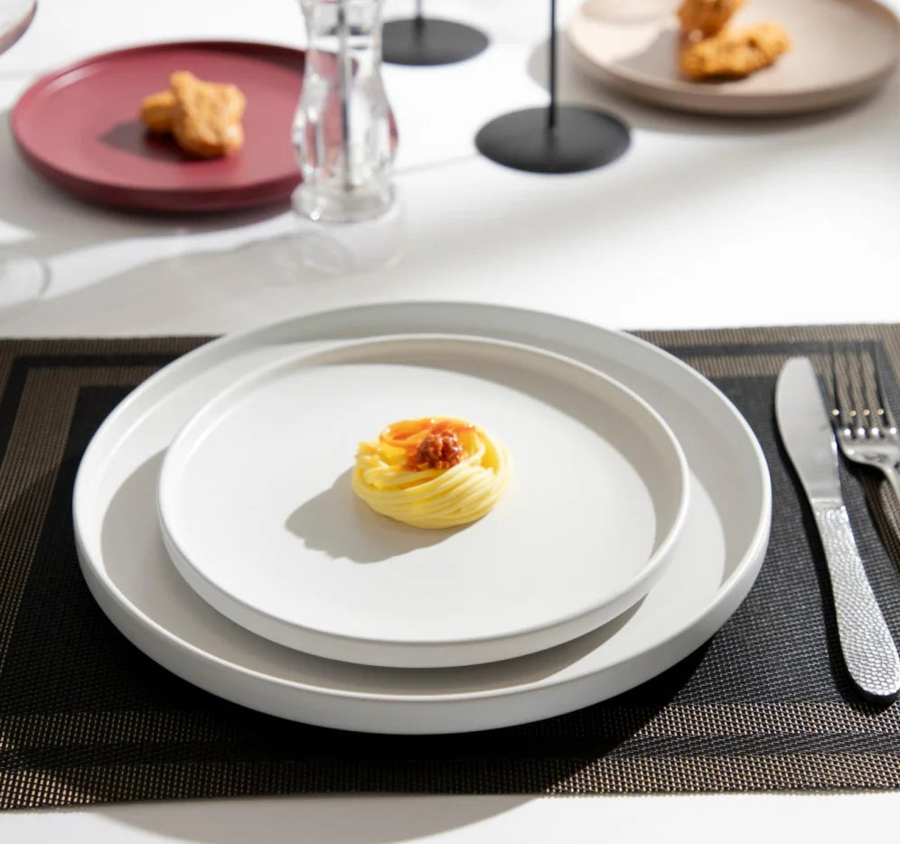 Wholesale TRESUN Steak Hotel Europe Style Modern Matt Black Flat Salad Side Dinner Ceramic Porcelain Eco-Friendly BPA Plates