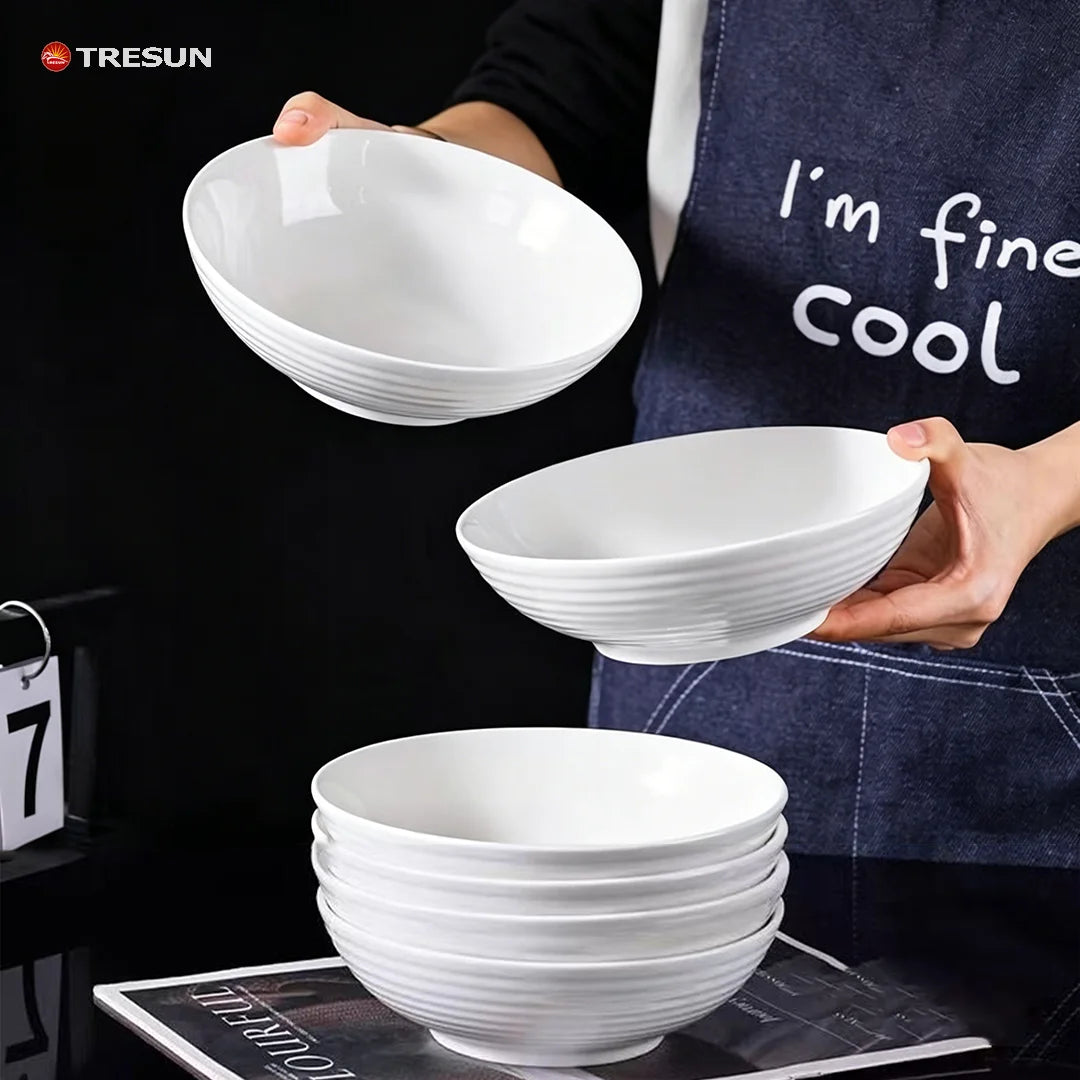 Large Embossed Chinese Style Pantone Colors 7 Inch Eco-Friendly Dinnerware Soup Rice Noodle Cereal Serving Party Ceramic