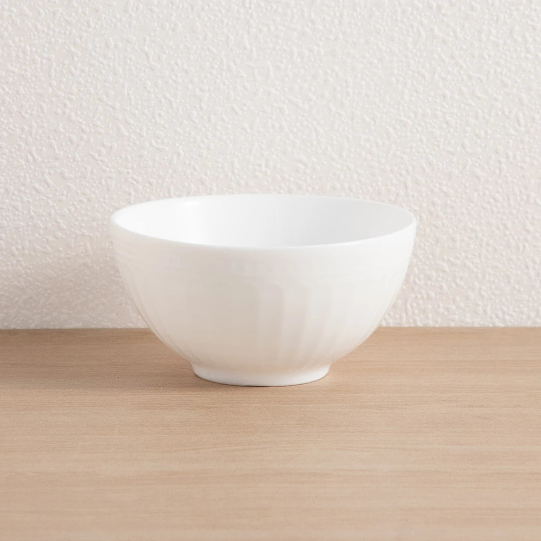 Vertical Fluted Opal Glass Dinnerware Set Beaded Rim Milky White Plates Bowls Wholesale Tableware