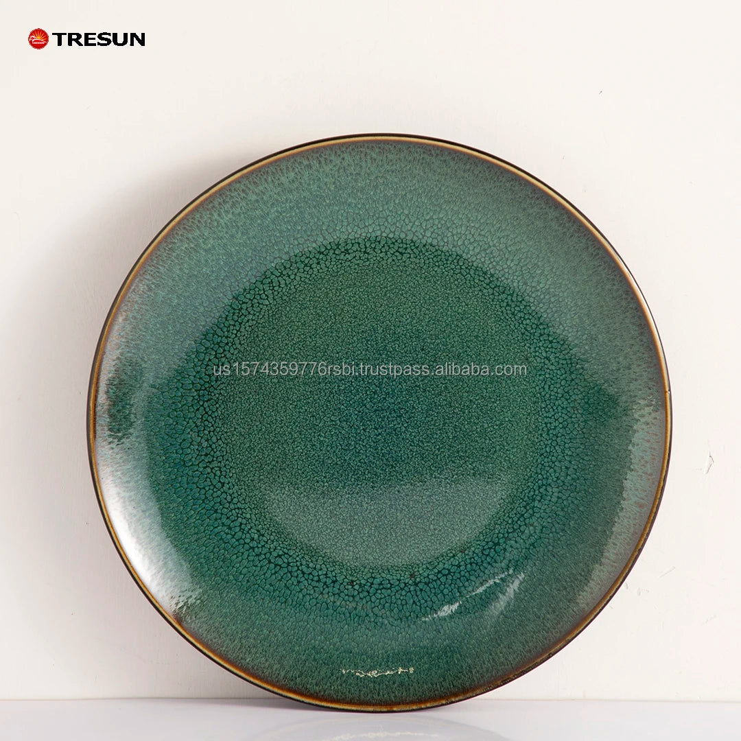 Luxury 16-Piece Eco Friendly Modern Luxury Stoneware Blue Ceramic Dinnerware Set for Hotel Wedding Catering Factory Direct