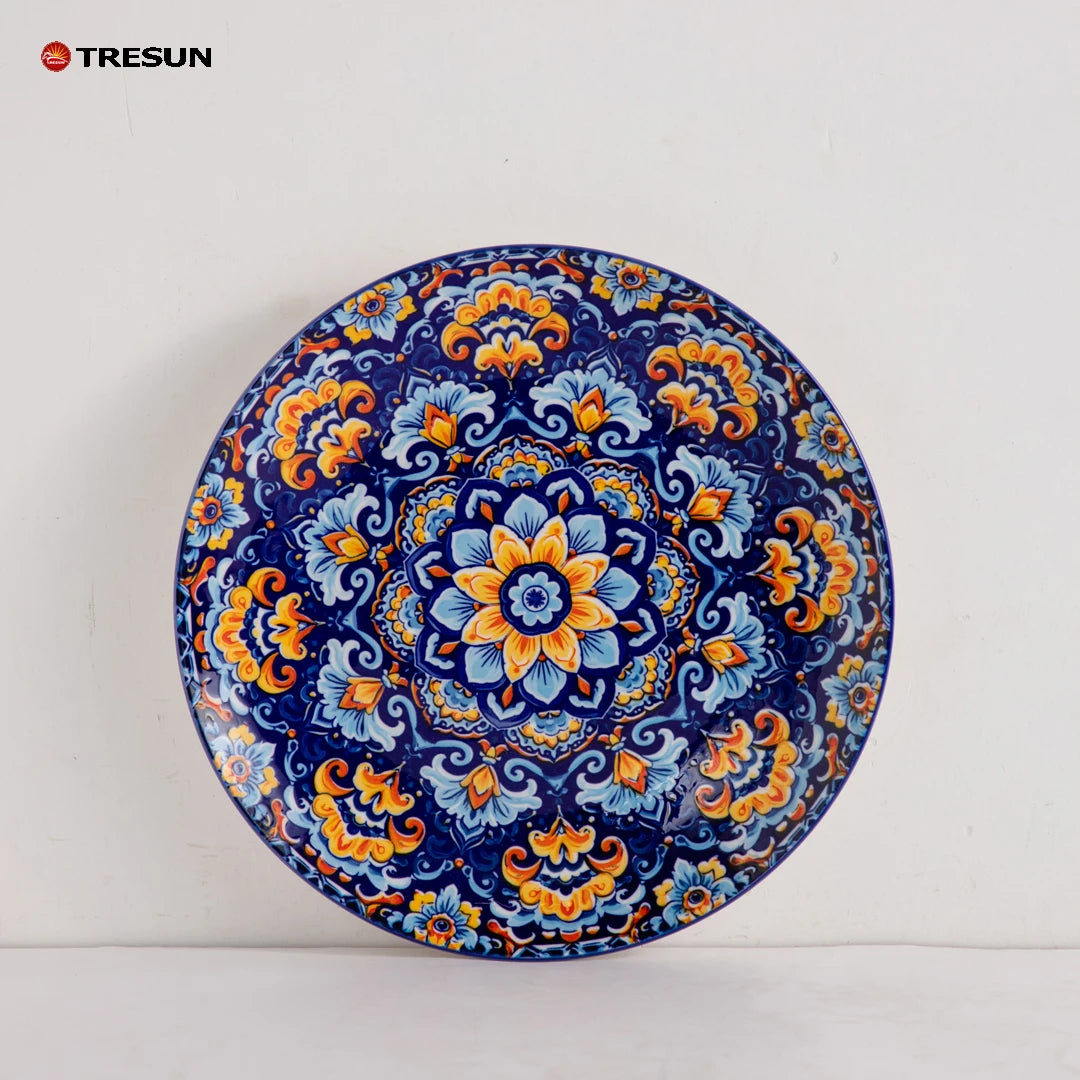 TRESUN Bohemian Ceramic Dinnerware Set Orange Color Porcelain Tableware Set for Restaurant & Home