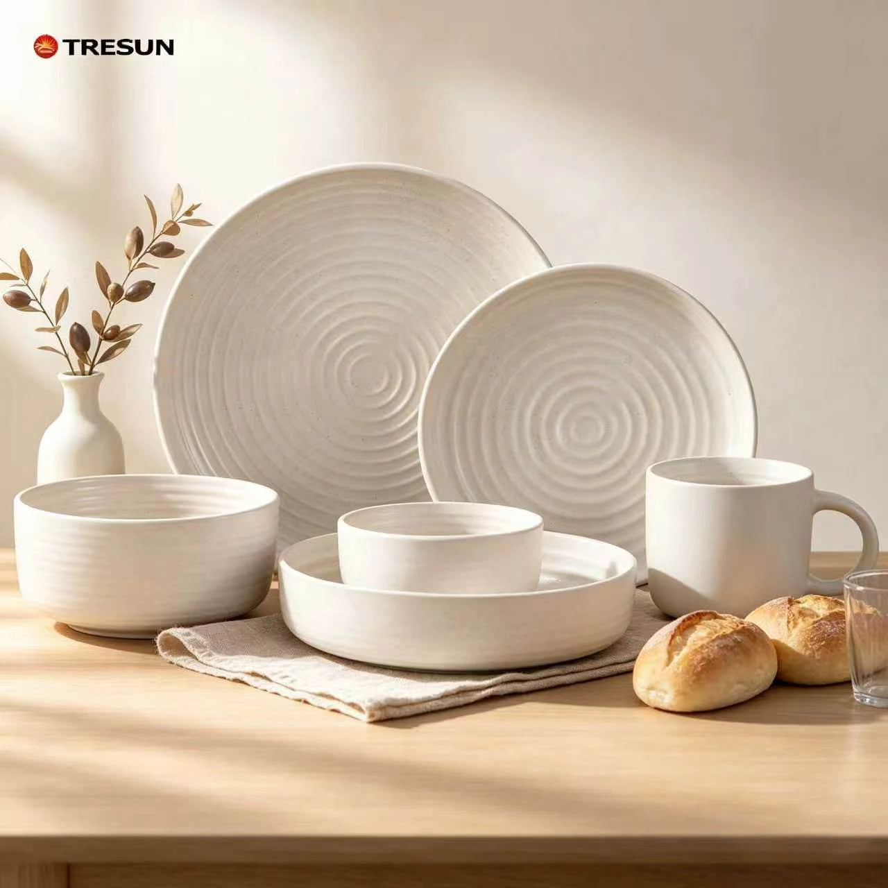 Whilesale Price White Matte Restaurant Hotel Nordic Western Stoneware Ceramic Plates and Dishes
