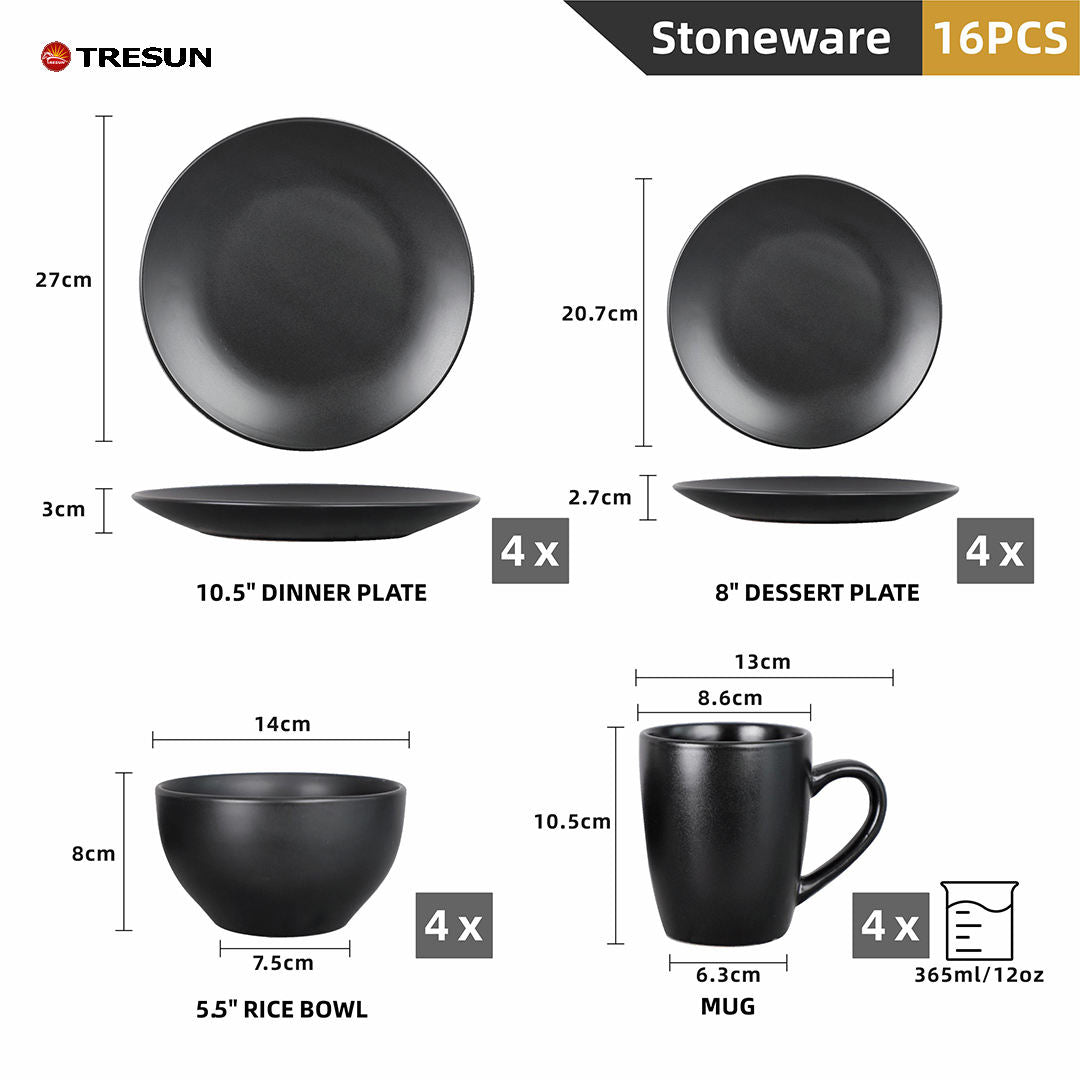 Tresun® 16-Piece Stoneware Dinnerware Set | Service for 4