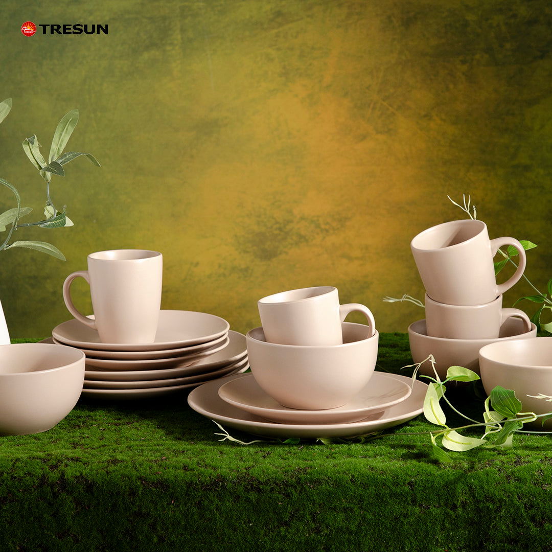 Tresun® 16-Piece Beige Stoneware Dinnerware Set | Service for 4