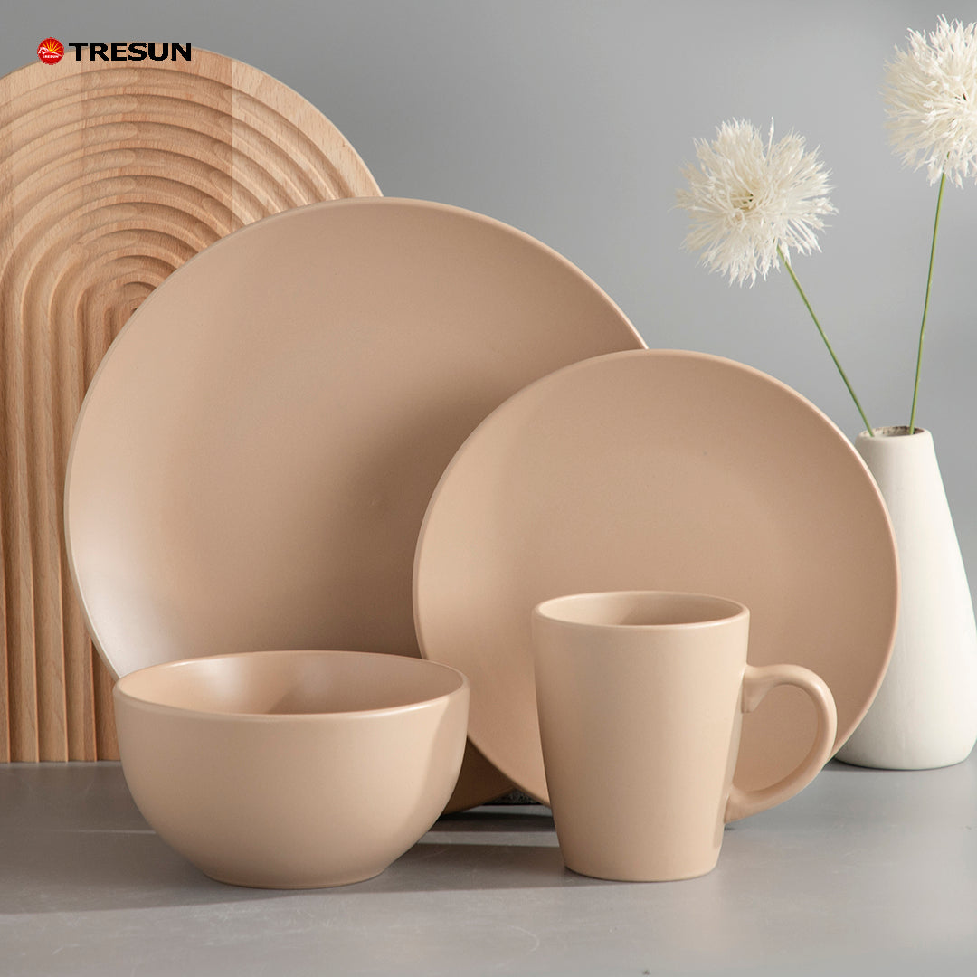 Tresun® 16-Piece Beige Stoneware Dinnerware Set | Service for 4